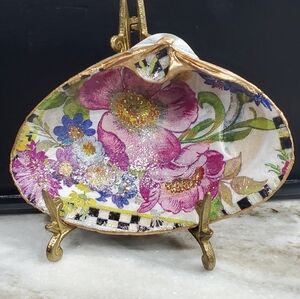 MacKenzie Childs Inspired Floral Decorative Shell Dish⚜️🖤💜⚜️